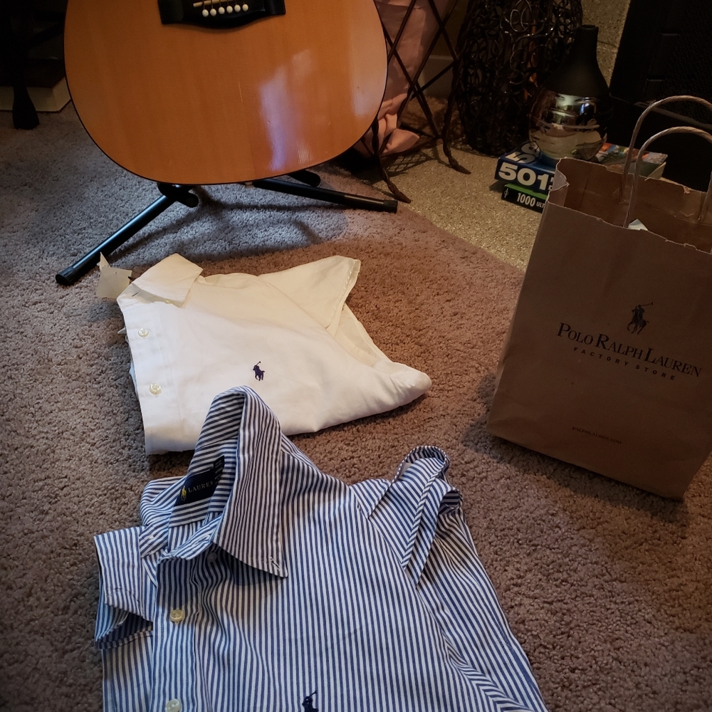 Two ralph lauren mens large preppy button up shirts